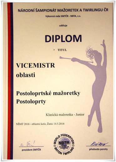 Postoloprtské mažoetky/Junior - Vicemistr oblasti 2016